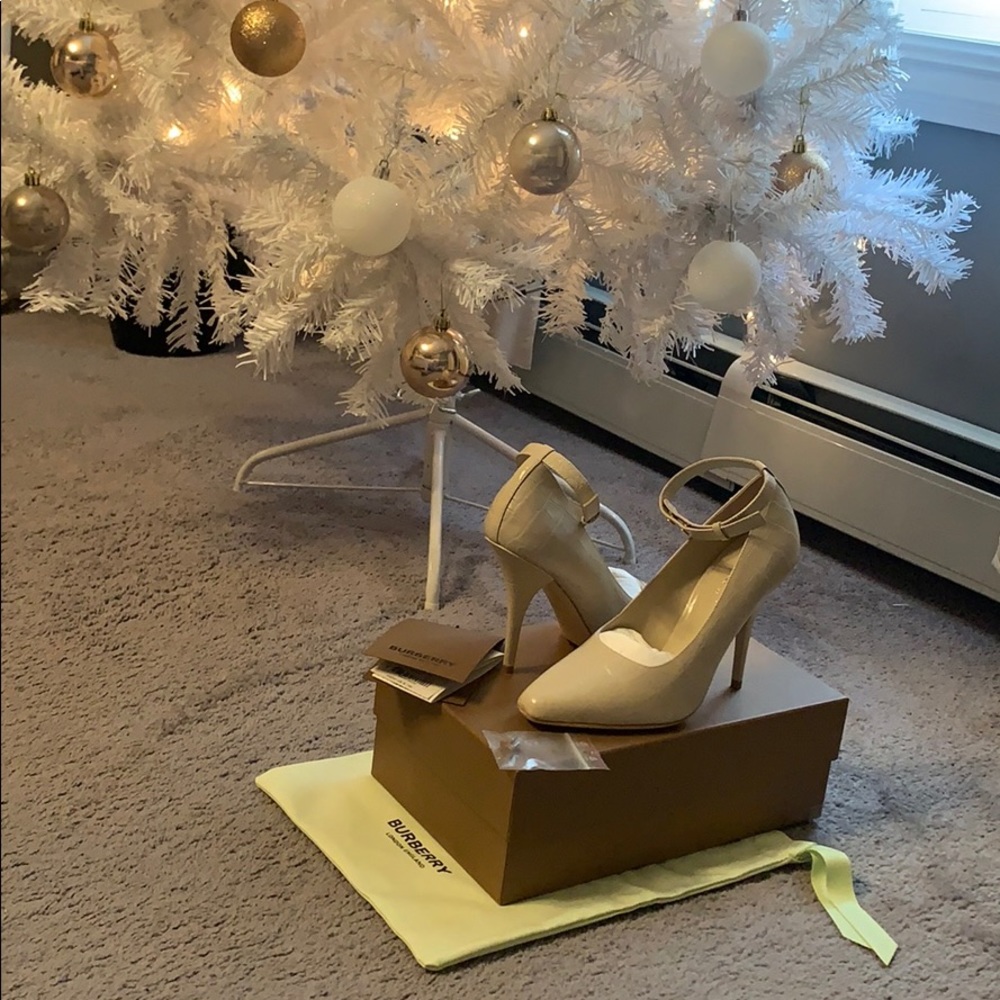 Authentic Burberry Neutral Heel with Ankle Strap
